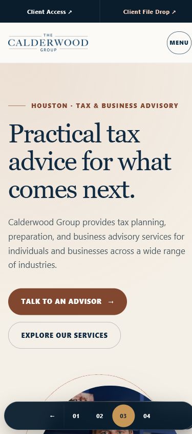 Mobile preview of the Personal Counsel homepage